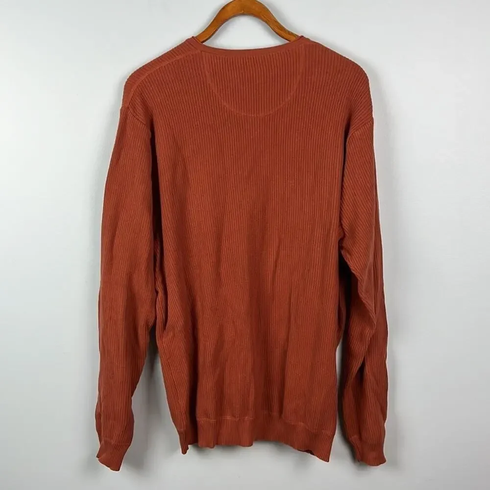 Tommy Bahama v neck large mens cotton ribbed sweater